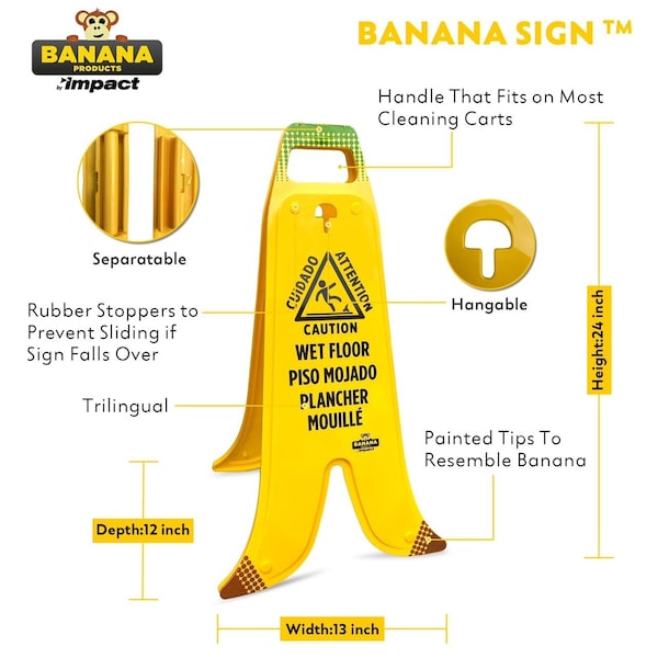 Zoro Select Banana Caution Sign, AFRAME, 6PK BSIGNCASE - main